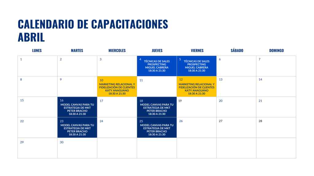 CALENDARIO DE CAPACITACIONES - CoachingEcuador